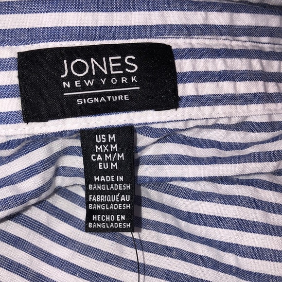 Jones NY size medium blue striped preppy top - Picture 6 of 7